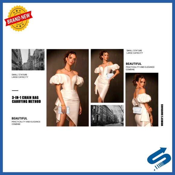 Sparkling Rhinestone Evening Clutch Purse Elegant Formal Dinner Party Wear - Picture 7 of 7